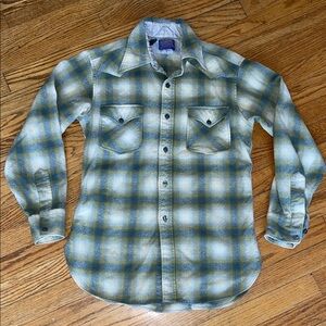 Pendleton Green and White Plaid Button Down Shirt
